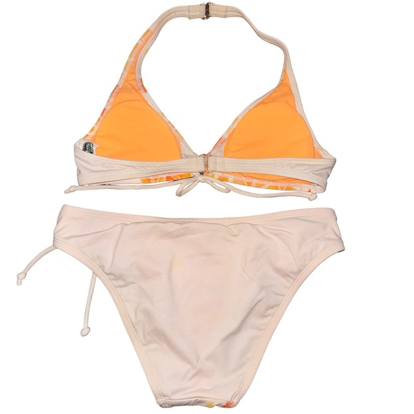 SUMMER GIRL Y2K Orange Hibiscus Rhinestone Bikini Set medium spring break beach - Picture 6 of 9
